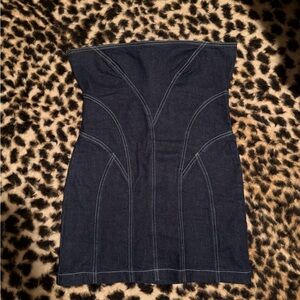 Elegant Strapless Denim Dress